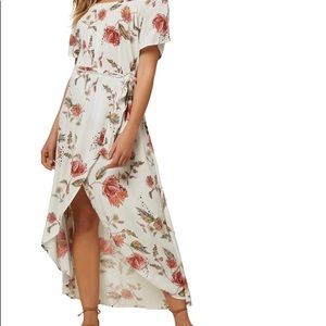 Off shoulder white dress with belted waist